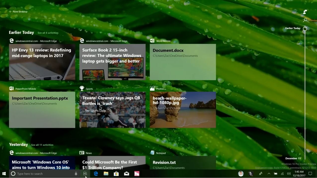 Windows 10 RS4預(yù)覽版17063時(shí)間軸亮相，接近正式版